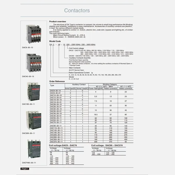 Eng Serie Kontaktor-Katalog-vun CDADA